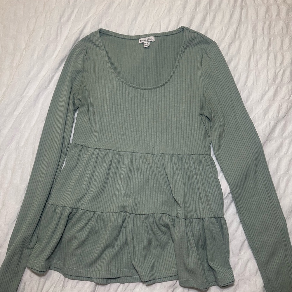 love, Fire Sage Long Sleeve Tiered Top